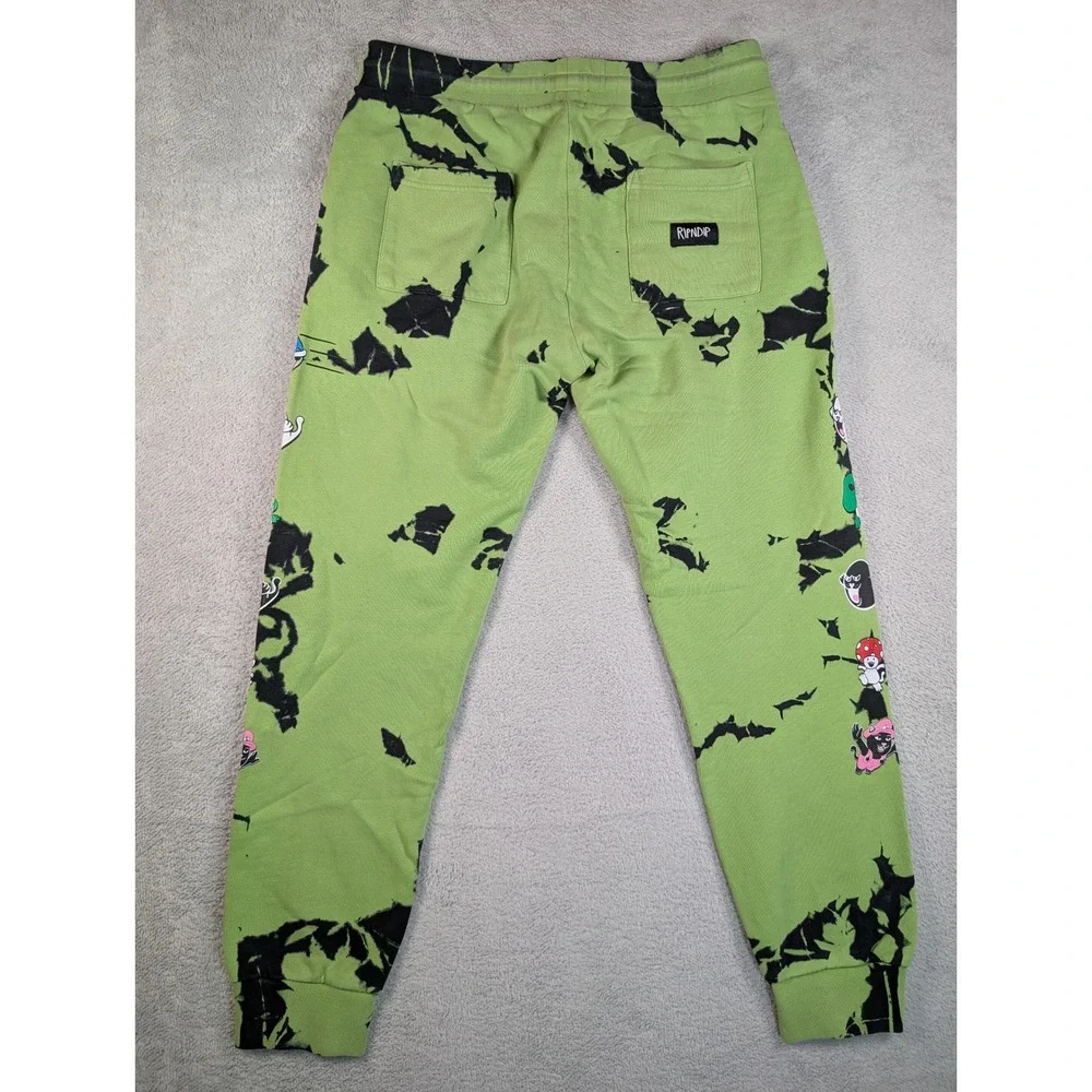 Ripndip Super Sanza Sweatpants Mens Large Green Black Acid Wash Mario Joggers